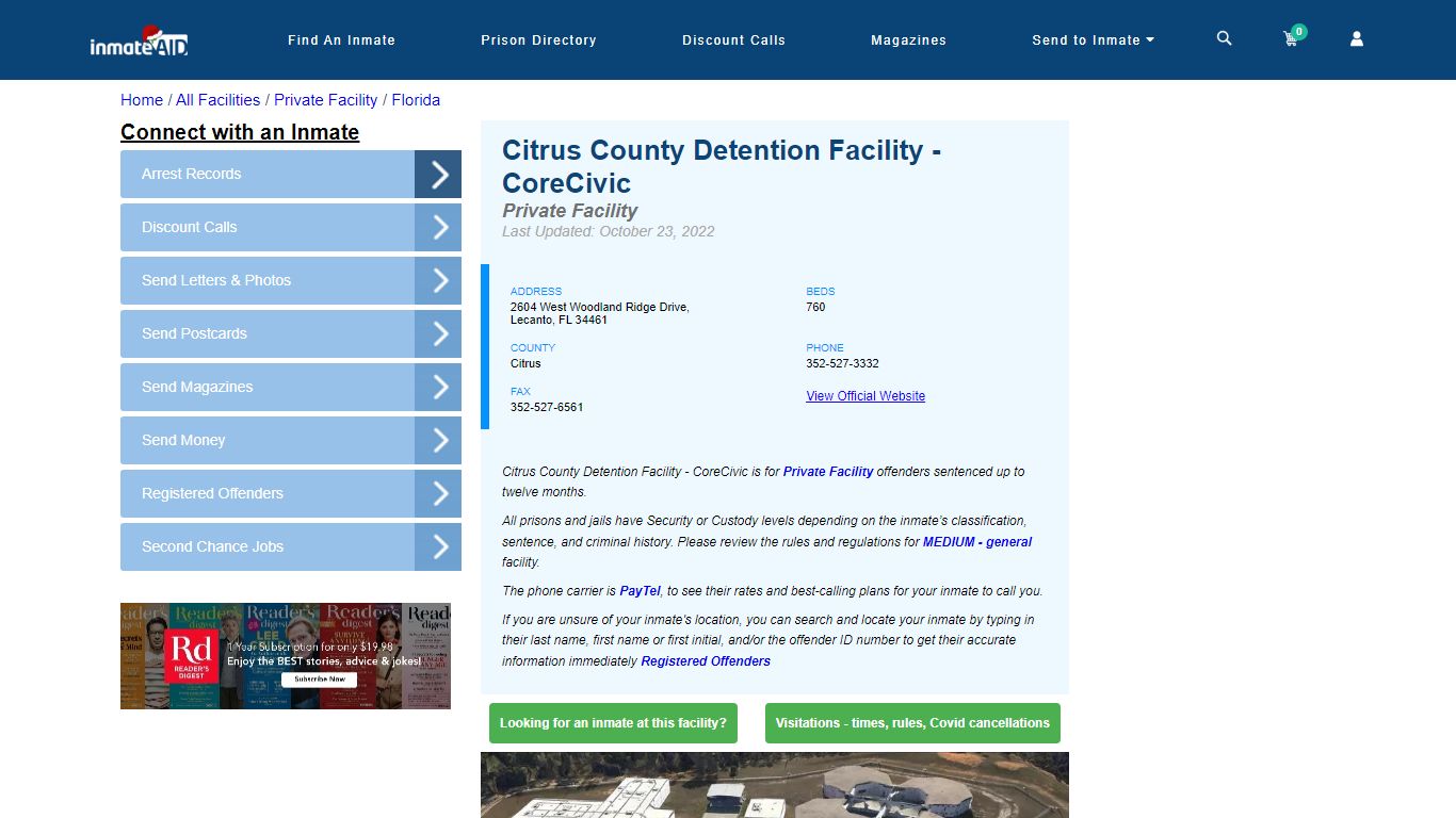 Citrus County Detention Facility - CoreCivic - Inmate Search - Lecanto, FL